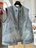 Plus Size Women's Summer Denim Sleeveless Relaxed Fit Vest Fits 331 lb