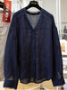 Plus Size Women's Lace Long-Sleeve Relaxed Fit Shirt Fits 331 lb