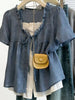 Plus Size Women's Summer French-Style Elegant Puff-Sleeve Shirt