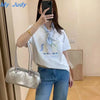 Plus Size Women's Fashionable Embroidered Short-Sleeve Relaxed Fit T-Shirt Fits 331 lb