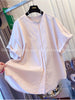 Plus Size Women's Summer Casual Short-Sleeve Puff-Sleeve Relaxed Fit Shirt Fits 88-331 lb