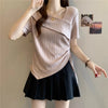 Plus Size Women's Summer French-Style Fashionable Casual Short-Sleeve T-Shirt Fits 265 lb