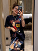 Plus Size Women's Summer Fashionable New-Style Printed Pleated Short-Sleeve Two-Piece Set Fits 331 lb