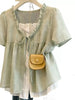 Plus Size Women's Summer French-Style Elegant Puff-Sleeve Shirt