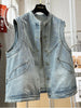 Plus Size Women's Summer Denim Sleeveless Relaxed Fit Vest Fits 331 lb