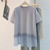 Plus Size Women's Summer New-Style Lace Design Patchwork Short-Sleeve Relaxed Fit T-Shirt Fits 331 lb