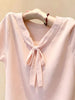 Plus Size Women's Summer New-Style Bow Short-Sleeve Relaxed Fit T-Shirt Fits 331 lb