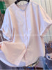 Plus Size Women's Summer Casual Short-Sleeve Puff-Sleeve Relaxed Fit Shirt Fits 88-331 lb