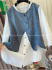 Plus Size Women's Casual Design Denim Short-Sleeve Relaxed Fit Two-Piece Set Fits 331 lb