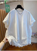 Plus Size Women's Summer New-Style Casual Lace Patchwork Short-Sleeve Relaxed Fit T-Shirt Fits 331 lb