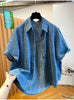 Plus Size Women's Summer Casual Denim Short-Sleeve Relaxed Fit Shirt Fits 331 lb