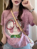 Plus Size Women's Summer Design Printed Short-Sleeve Relaxed Fit T-Shirt