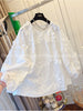 Plus Size Women's Summer New-Style Lace Embroidered Relaxed Fit Shirt Fits 331 lb