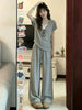 Plus Size Women's Summer Fashionable Casual Short-Sleeve Relaxed Fit Two-Piece Set Fits 331 lb