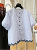 Plus Size Women's Summer Elegant New-Style Embroidered Short-Sleeve Shirt Fits 99-331 lb