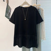 Plus Size Women's Summer New-Style Lace Design Patchwork Short-Sleeve Relaxed Fit T-Shirt Fits 331 lb