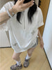 Plus Size Women's Summer Casual Embroidered Short-Sleeve Relaxed Fit Sweatshirt Fits 331 lb