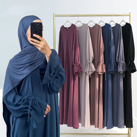 Ramadan Arabic Muslim Women Modest Dress Elegant Dubai Plain Abaya Islamic Church Clothing Loose Turkey Solid Robe