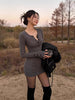 Women's Bodycon Knit Mini Dress, Fitted Waist Long Sleeve Layering Dress for Fall Winter