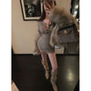 Women's Bodycon Knit Mini Dress, Fitted Waist Long Sleeve Layering Dress for Fall Winter