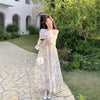Women's Floral Long Dress, Flowy Full Skirt Dress for Spring Styling