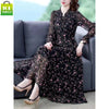 Women's Plus Size Floral Chiffon Long Dress, Short or Long Sleeve Options for Spring Styling