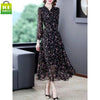 Women's Plus Size Floral Chiffon Long Dress, Short or Long Sleeve Options for Spring Styling