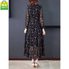 Women's Plus Size Floral Chiffon Long Dress, Short or Long Sleeve Options for Spring Styling