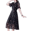 Women's Plus Size Floral Chiffon Long Dress, Short or Long Sleeve Options for Spring Styling
