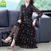 Women's Plus Size Floral Chiffon Long Dress, Short or Long Sleeve Options for Spring Styling