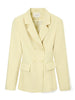 Women's Solid Color Blazer, Lapel Collar Defined Waist Button Detail Suit Jacket
