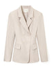 Women's Solid Color Blazer, Lapel Collar Defined Waist Button Detail Suit Jacket