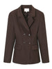 Women's Solid Color Blazer, Lapel Collar Defined Waist Button Detail Suit Jacket