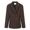 Women's Solid Color Blazer, Lapel Collar Defined Waist Button Detail Suit Jacket