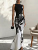 Women's Floral Bodycon Dress, Round Neck Long Sleeve Fitted Dress for Fall Winter