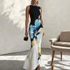 Women's Floral Bodycon Dress, Round Neck Long Sleeve Fitted Dress for Fall Winter