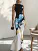 Women's Floral Bodycon Dress, Round Neck Long Sleeve Fitted Dress for Fall Winter