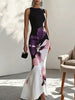 Women's Floral Bodycon Dress, Round Neck Long Sleeve Fitted Dress for Fall Winter