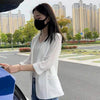 Women's Chiffon Blazer, Single Button Three-Quarter Sleeve Solid Color Suit Jacket for Casual Styling
