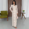 Women's Floral Maxi Dress, V Neck Defined Waist Slim Fit Long Dress for Spring Fall