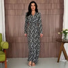Women's Floral Maxi Dress, V Neck Defined Waist Slim Fit Long Dress for Spring Fall