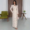 Women's Floral Maxi Dress, V Neck Defined Waist Slim Fit Long Dress for Spring Fall