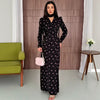 Women's Floral Maxi Dress, V Neck Defined Waist Slim Fit Long Dress for Spring Fall