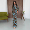 Women's Floral Maxi Dress, V Neck Defined Waist Slim Fit Long Dress for Spring Fall