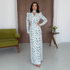 Women's Floral Maxi Dress, V Neck Defined Waist Slim Fit Long Dress for Spring Fall