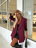Women's Loose Fit Longline Blazer, Lapel Collar Suit Jacket with Cuff Button Detail for Workwear