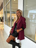 Women's Loose Fit Longline Blazer, Lapel Collar Suit Jacket with Cuff Button Detail for Workwear