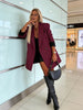 Women's Loose Fit Longline Blazer, Lapel Collar Suit Jacket with Cuff Button Detail for Workwear