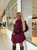 Women's Loose Fit Longline Blazer, Lapel Collar Suit Jacket with Cuff Button Detail for Workwear