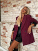 Women's Loose Fit Longline Blazer, Lapel Collar Suit Jacket with Cuff Button Detail for Workwear
